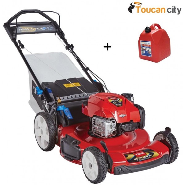 Toucan City  Can and Toro Recycler 22 in. SmartStow Personal Pace Variable Speed High-Wheel Drive  Walk Behind Self Propelled Lawn Mower 20340