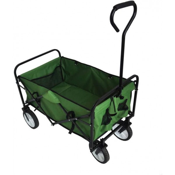 Folding Outdoor Garden Cart,Heavy Duty Portable Sports Collapsible Utility Wagon,Steel Frame Hand Cart with 8