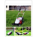 Wzz 1200W Corded Electric Lawn Mower, 6 Speed Adjustment / 37L Grass Box/Induction Motor/Strengthened Chassis, Mowing Width is 3m，Gray and Red (Color : Garay+40m Power Cord)
