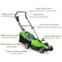 ZQKJLH Lawn Mower,1800welectric Rotary Mower, Cutting Width 40 cm,5 Lever of Cutting Height,Folding,50L Grass Box, for Lawn, Garden Farm Weeding
