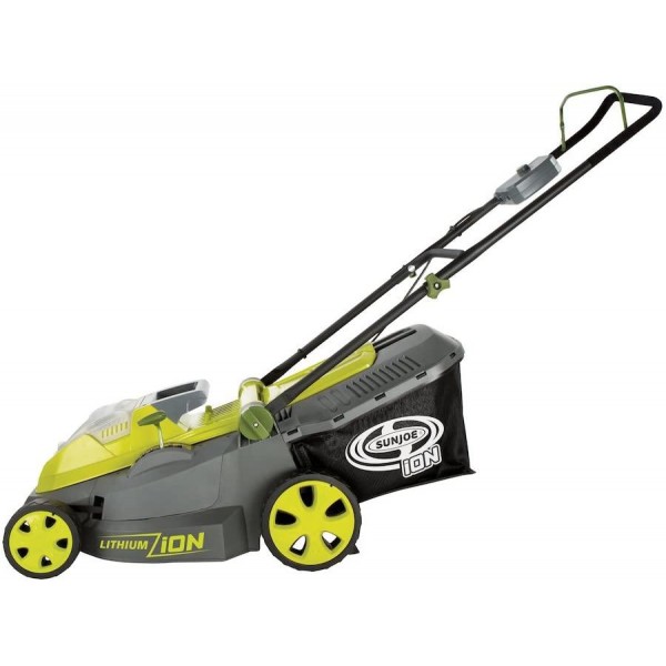 Sun Joe iON16LM 40-Volt 16-Inch Brushless Cordless Lawn Mower, Kit (w/4.0-Ah Battery + Quick Charger), ION16LM