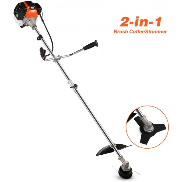 cacat 2-Cycle Dual Line  Shaft String Trimmer and Brush Cutter, Handheld Weed String Mower Cutter Grass Lawn Trimmer & Edger with Detachable Head