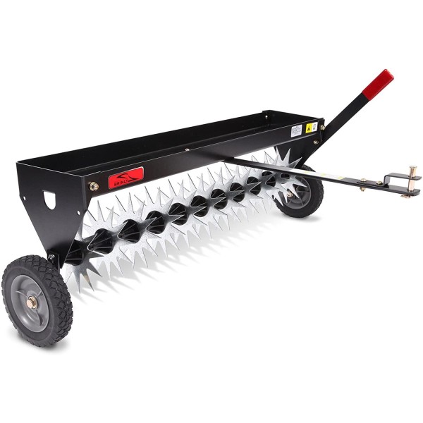 Brinly SAT-40BH Tow Behind Spike Aerator with Transport Wheels, 40-Inch