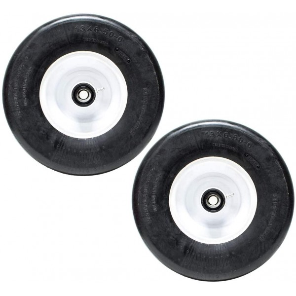 2PK 13x6.5x6 13x6.50-6 13x6.50x6 Puncture Proof Solid Wheel Assemblies Tires Fits Exmark 103-0065, Toro Z Master, Scag, Turf Tiger Cub Zero Turn and Many More