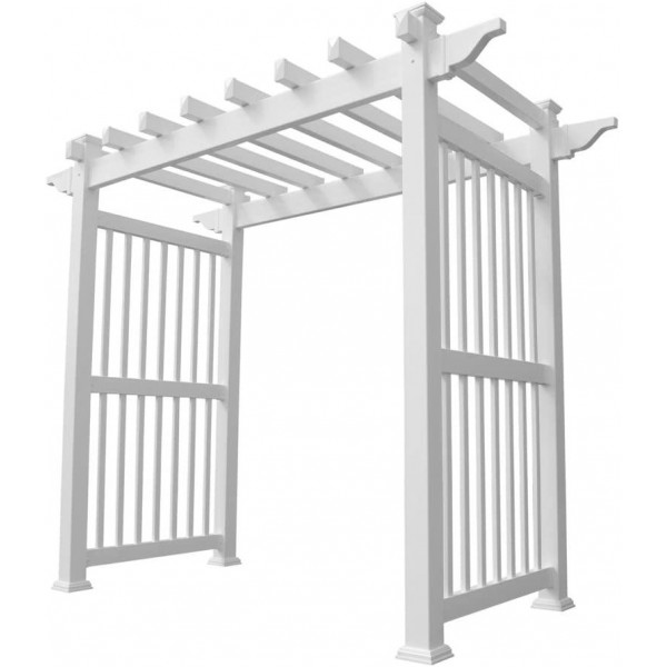 Weatherables White PVC Vinyl Imperial Arbor | 88 Inches Wide x 94 Inches Tall | YWPG-Imperial