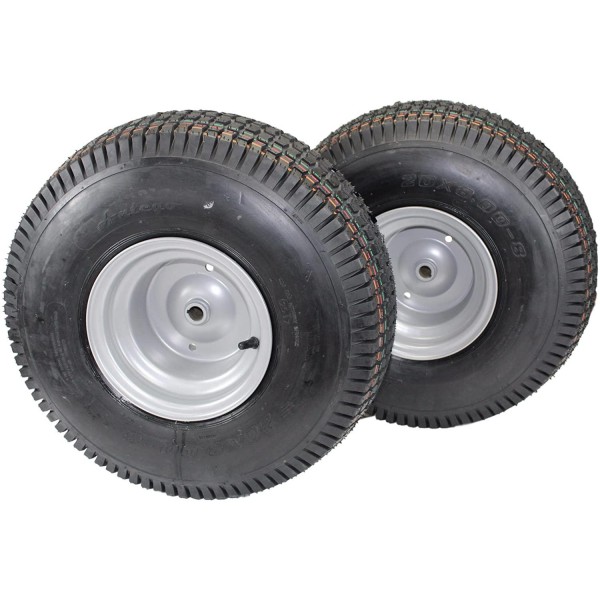 (Set of 2) 20x8.00-8 Tires & Wheels 4 Ply for Lawn & Garden Mower Turf Tires