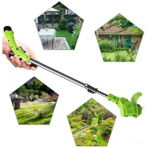 Hfoobsa Cordless Strimmer Electric Adjustable Second Handle Telescopic Lightweight Powerful Grass Mower Rotatable Washable Plant Guard Lawn Trimmer Grass Edger Lawn Cutter