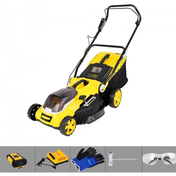 Wzz Cordless Electric Lawn Mower with Lithium Battery and Charger, Push and Portable, Foldable / 6-Level Height Adjustment / 50L Grass Box (Color : Battery x1)