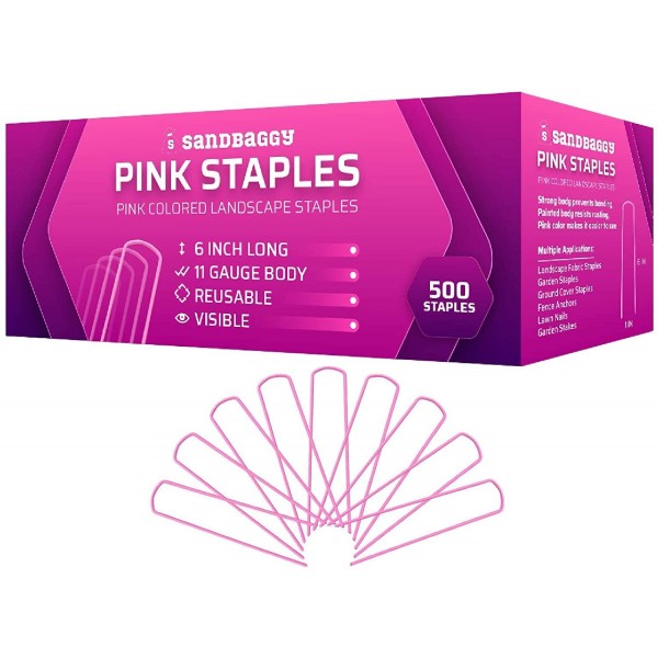 Sandbaggy Pink Colored Landscape Staples 6 inch ~ Landscape Staples Bulk - Landscape Fabric Staples Pins -Garden Staples - Ground Cover Staples - Fence Anchors - Lawn Nails - Garden Stakes (500)