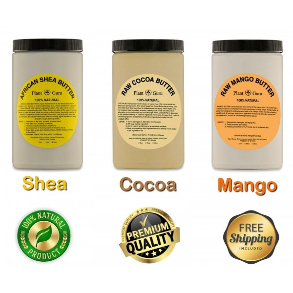 Raw African Shea, Cocoa, Kokum, Mango Butter 100% Pure Organic Unrefined Bulk