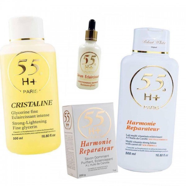 55H+ HARMONIE STRONG TREATMENT SET (lotion+serum+exfoliating soap +glycerin)